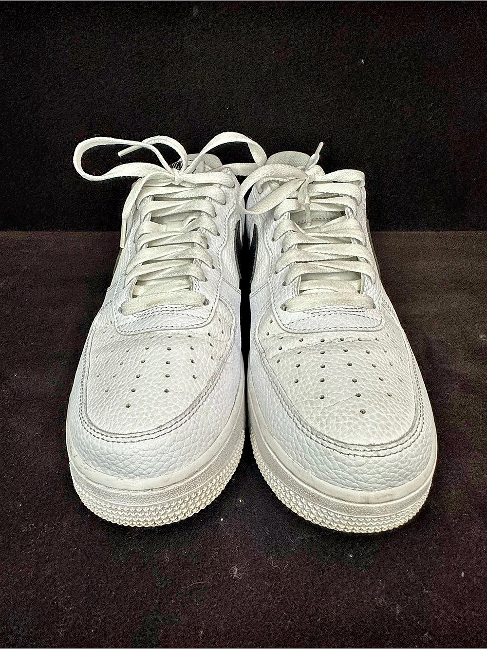 Nike Air Force 1 Low '07 White Black Pebbled Leather Sneakers US 10